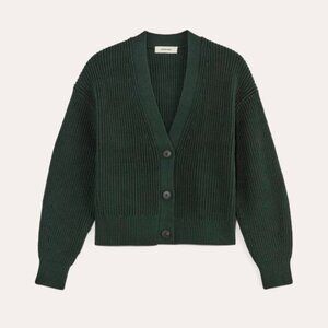 Everlane The Boxy Cardigan in Everyday Cotton in Scarab